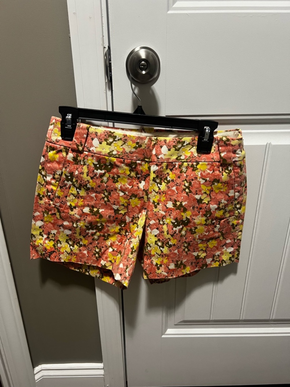 J. Crew Coral and Yellow Floral High-Rise Women's Shorts